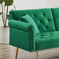 thumbnail image 2 of 71 inches Convertible Futon Sofa Bed,Modern Reclining Futon Loveseat Couch Sleeper Sofa with 2 Pillows Sleeper Sofa for Living Room,Green, 2 of 7