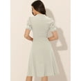 thumbnail image 3 of Unique Bargains Women's Ruffled Peter Pan Collar Midi Dresses S Grey, 3 of 6