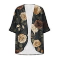 thumbnail image 5 of Erwazi Cardigans for Women Printed Chiffon 3/4 Sleeve Open Front Sheer Lightweight Loose Casual Outer Shrug Holiday Outdoor Daily Outfit Top, 5 of 5