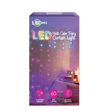Ledeez LED Multi-color Indoor 5’ Fairy Curtain Color Changing Battery Operated String Lights