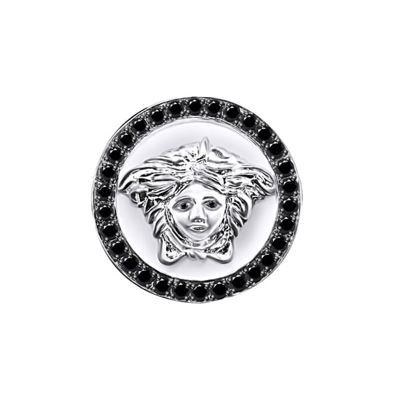 1.45 Carat Round Black Natural Diamond Men's Anniversary Medusa Ring 14K White Gold Over Sterling Silver Ring Size-11