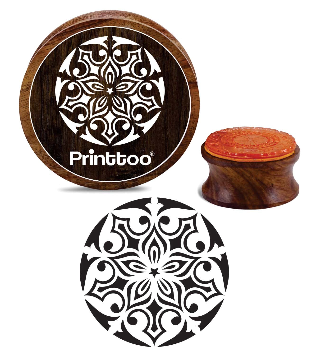 Printtoo Craft Textile Square Celtic Pattern Wooden Rubber Stamp Scrap
