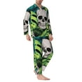thumbnail image 3 of Kll Skull And Palm Leaves Sleepwear Mens Flannel Pajamas,Long Cotton Pj Set, 3 of 9