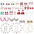 thumbnail image 2 of Pendientes de Navidad largos y exagerados de Papá Noel, sombrero de Papá Noel, bombilla, caja de regalo, pendientes, collar, accesorios de vacaciones, 2 of 4