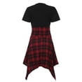 thumbnail image 2 of Fridja Women Sleeve Cold Shoulder Cross Up Plaid Print Irregular Dress, 2 of 6