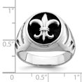 thumbnail image 5 of Sterling Silver Rhodium-plated & Antiqued Plated Fleur de lis Ring Q-QR6828-10, 5 of 5