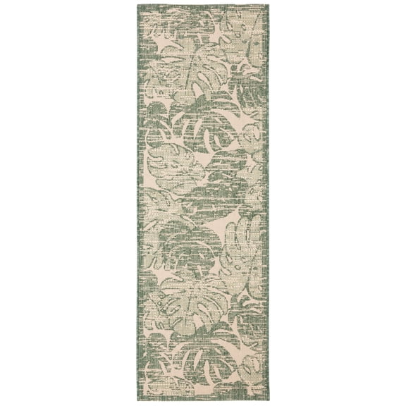 Safavieh Courtyard Ivy Botanical Indoor/Outdoor Runner Rug, Beige/Green, 2'3" x 6'7"