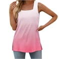 thumbnail image 2 of Timegard Plus Size Tank Tops for Women Square Neck Gradient Color Side Split Comfy Casual Sleeveless Top, 2 of 5