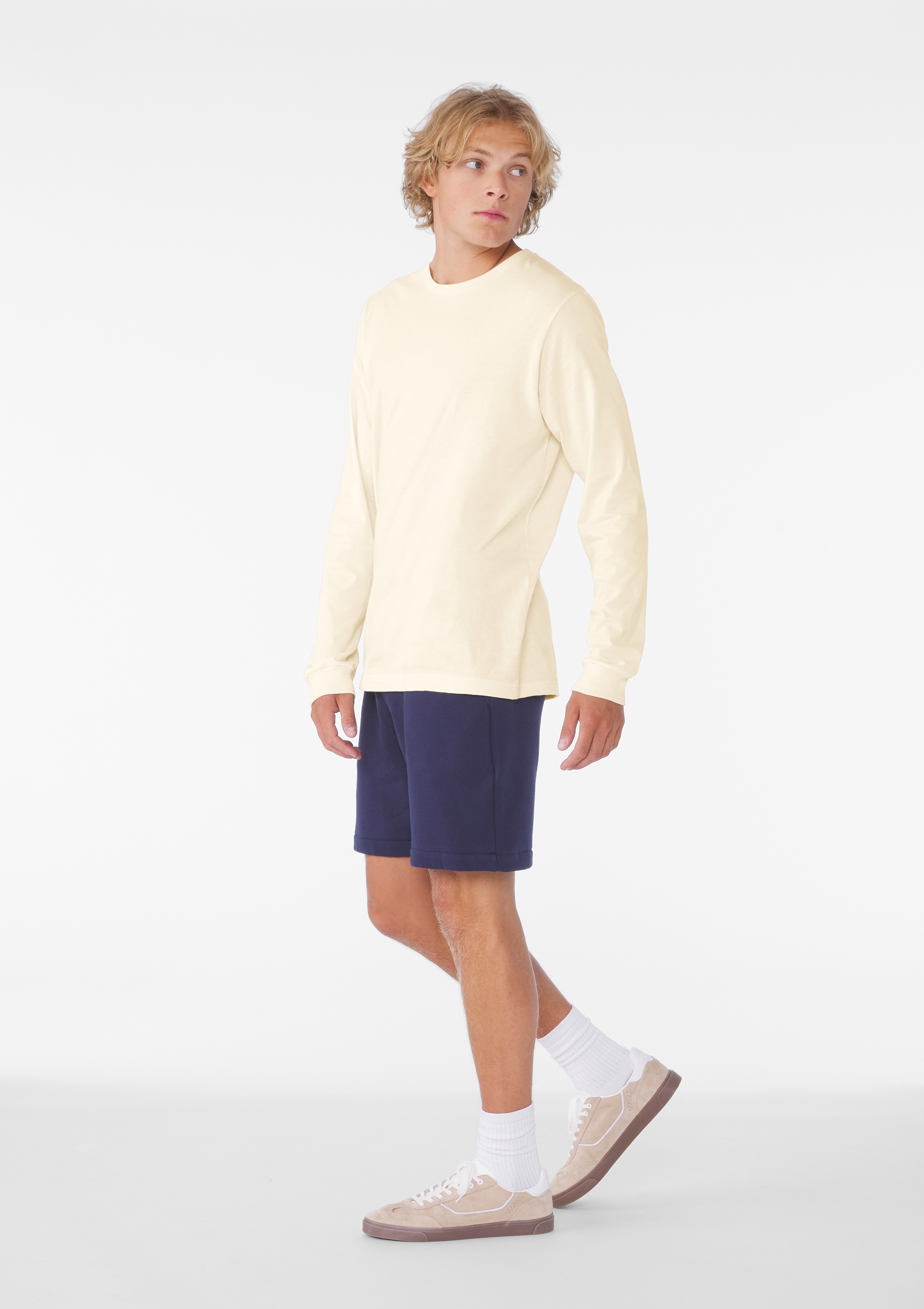 BELLA+CANVAS Adult Crew Neck Personalized Long Sleeve T-Shirt, Create your own Designs, Natural, Medium, Unisex