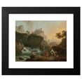 thumbnail image 2 of Claude-Joseph Vernet 24x20 Black Modern Framed Museum Art Print Titled - A Rocky Landscape with a Fisherman and Travellers by a River with a Waterfall, an Aqueduct in the Distance, 2 of 5