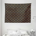 thumbnail image 1 of Fleur De Lis Tapestry, Victorian Floral Pattern of Orange Color and Curly Ornaments Gothic Era, Wall Hanging for Bedroom Living Room Dorm Decor, 80W X 60L Inches, Dark Blue Orange, by Ambesonne, 1 of 2