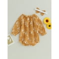 thumbnail image 4 of Bagilaanoe Newborn Baby Girl Rompers Print Long Sleeve Bodysuit + Headband 3M 6M 9M 12M Infant Casual One Piece Jumpsuit, 4 of 8