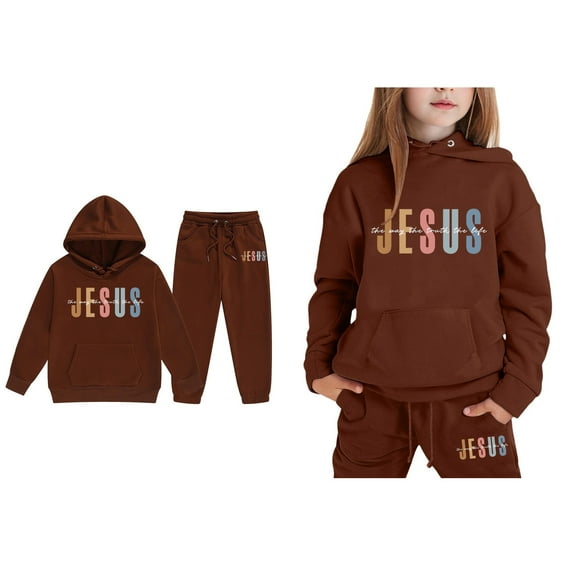 Child Boys Trust in the Lord Hoodies Long Sleeve Fashion Graphic Hoodies Oversize Pullover Sweatpants 2 Piece Fall Clothes 7-8 Years Boys Clothes
