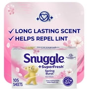 Snuggle Plus SuperFresh Fabric Softener Dryer Sheets with Static Control and Odor Eliminating Technology, Spring Burst, 105 Count