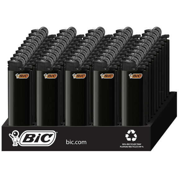 BIC Classic Maxi Pocket Lighters, Black, 50-Count Tray of Lighters