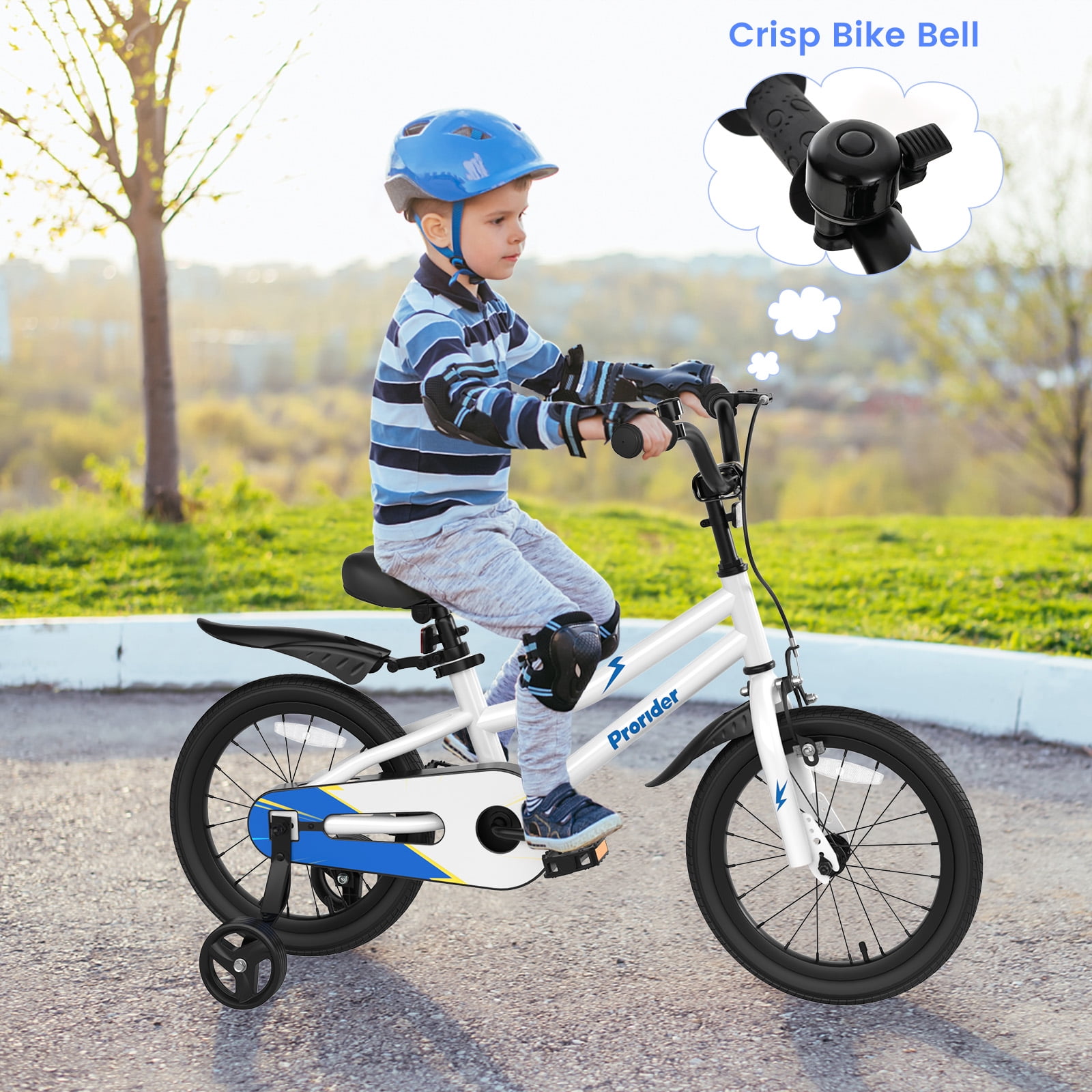 Costway 16 Kid s Bike with Removable Training Wheels Basket for 4 7 Years Old White Walmart