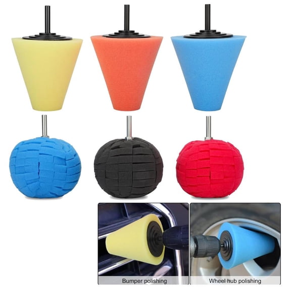 6Pcs Aluminum Polishing Kit Foam Sponge Polishing Balls Wheel Polishing Kit for Drills, Car Wheel and Polisher Kits for Car Care, Chrome, Rims, Metal, Plastic, Ceramic and Glass