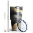 thumbnail image 2 of 30oz Black and Gold Marble Tumblers Stainless Steel Tumbler with Lid and Straw,Vacuum Insulated Double Wall Travel Tumbler Cups Mug with Cleaning Brush for Coffee,Tea, 2 of 7