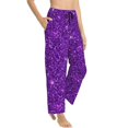 Cauagu Purple Glitter Pajama Pants for Women Loose Fit Wide Leg Trouser