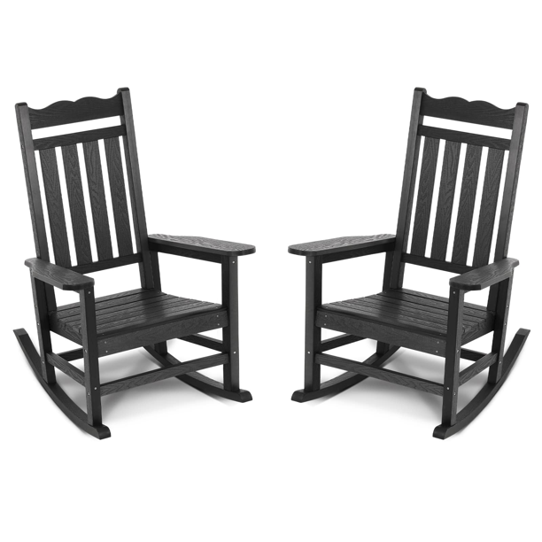 LGHM Outdoor Oversized Patio Rocking Chair Set of 2, All Weather Resistant 400Lbs Support Porch