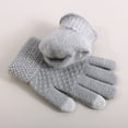 thumbnail image 6 of XIMIN Kid Girls 3 Piece Outfits Warm Winter Beanie Hat Fluffy Lined Knitted Neck Warmer Scarf Neck Gaiter Soft Cuffed Cap Gloves with Pom Pom for Cold Weather, 6 of 7