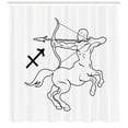 thumbnail image 3 of Zodiac Sagittarius Shower Curtain, Monochrome Centaur Doodle with Bow and Arrow Astrology Themed Image, Fabric Bathroom Set with Hooks, 69W X 84L Inches Extra Long, Black and White, by Ambesonne, 3 of 3