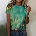 thumbnail image 1 of Puntoco Liquidación de blusas cortas para mujer Blusas estampadas de moda para mujer Camiseta de manga corta Cuello redondo, 1 of 4