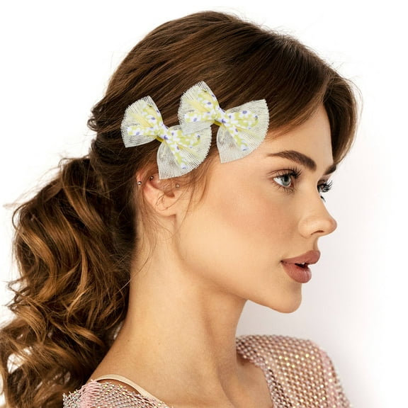 ROMANSENTIAL 10Pcs Mini Bow Hair Clip Secure Hair For Women And Girls In Parties And Weddings