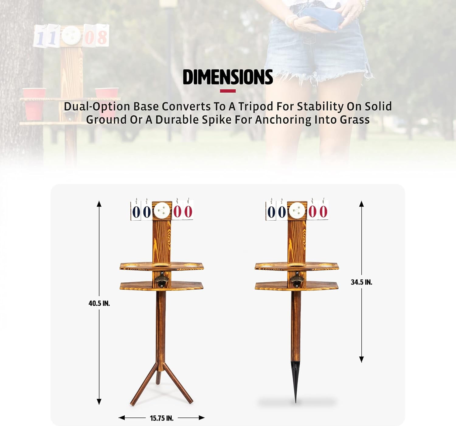 Wild Sports Outdoor Scoreboard Keeper with Drink Holders and LED Lights - Perfect Accessory for Backyard Cornhole and Yard Games Medium