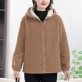 thumbnail image 2 of Sherpa Jacket Women Winter Fleece Lined Warm Full Zip Up Hoodies Solid Sweatshirts Khaki XXXXL, 2 of 4