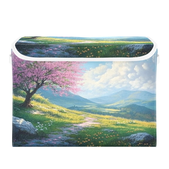 Storage Box With Lid 16.5x12.6x11.8In Foldable Stacked Household Storage Box Spring Road