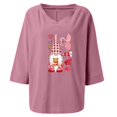 thumbnail image 1 of Camiseta con estampado de gnomo enano del día de San Valentín para mujer, blusa con cuello en V, 1 of 2