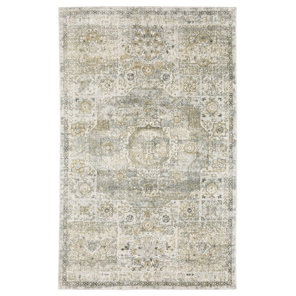 Woven Trends Waver - WIN05 - Vintage Inspired Style, Oriental Pattern, Pet & Family Friendly, Living Room, Dining Room, Office, Handmade Low Pile Wool Area Rug in Grey - 10' x 14'
