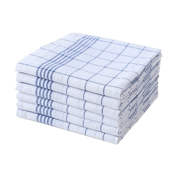 CuiLiyq Cotton Kitchen Towels and Dishcloths Set, 6 Pack Soft and Absorbent Dish Hand Towels Bulk, 24.4" x 16.5" Quick Drying Rags for Washing Dishes, Blue Stripe