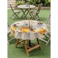 thumbnail image 4 of Outdoor Tablecloth with Umbrella Hole for Patio/Picnic/Party/Camping, White Daisy Waterproof Table Cloth Round Cover Washable, Spring Floral Bees Elegant Pastoral Botanical (Dia 60"), 4 of 8