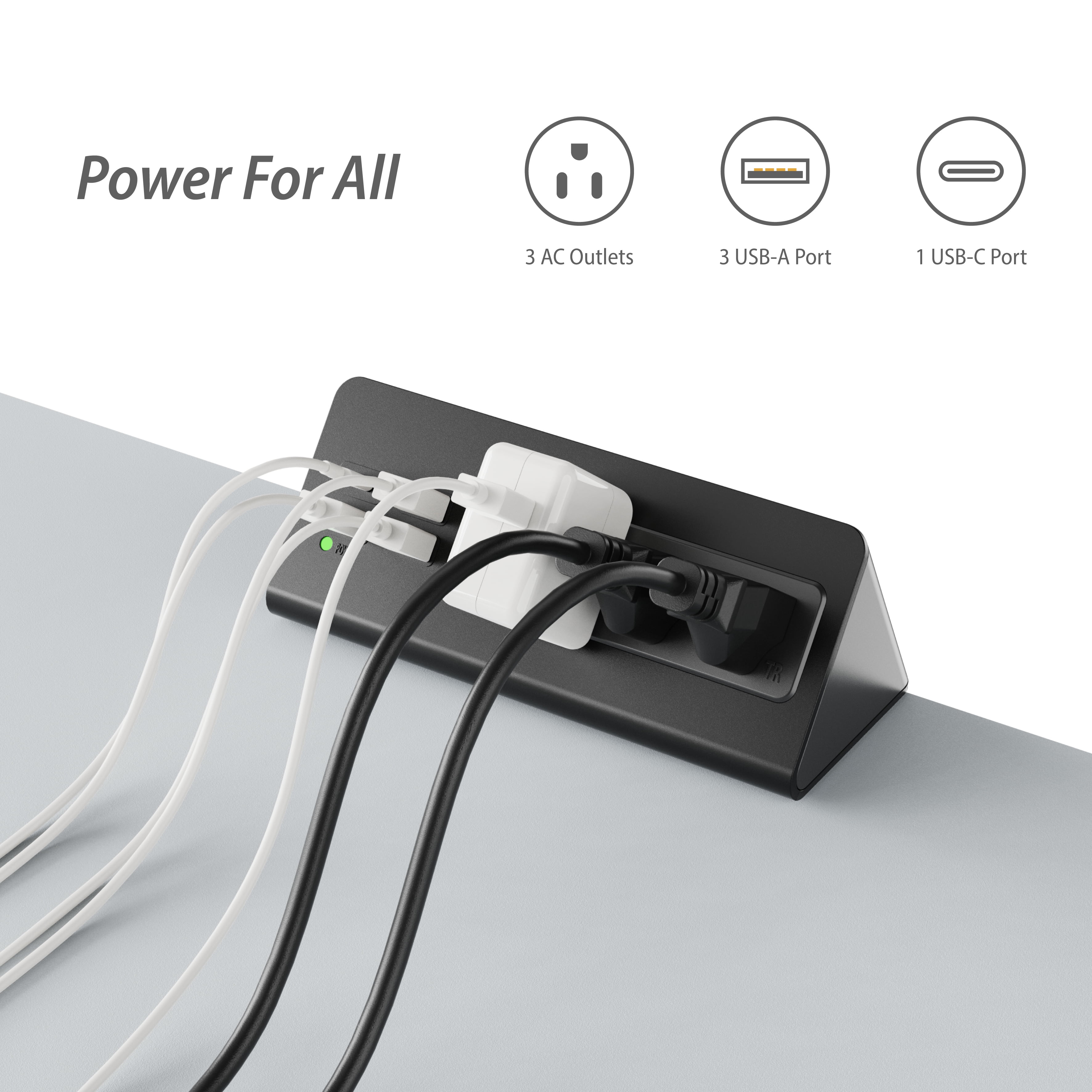 Desk Clamp Mount Power Strips , 4 USB Ports& 3 AC Outlets Charging Station, PD 20W Fast Charging USB C, 6Ft Extension Cord Desktop Power Hub, Home Office Desk Accessories, 2-Pack