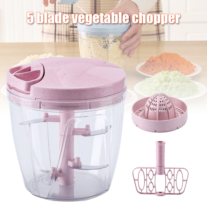 VALINK Stainless Steel Pull String Garlic Cutter 5 Cutter Manual