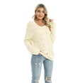 thumbnail image 5 of Baywell Women's Long-Sleeve Knit Button Down Cardigan Sweater, Beige, US 14, 5 of 6