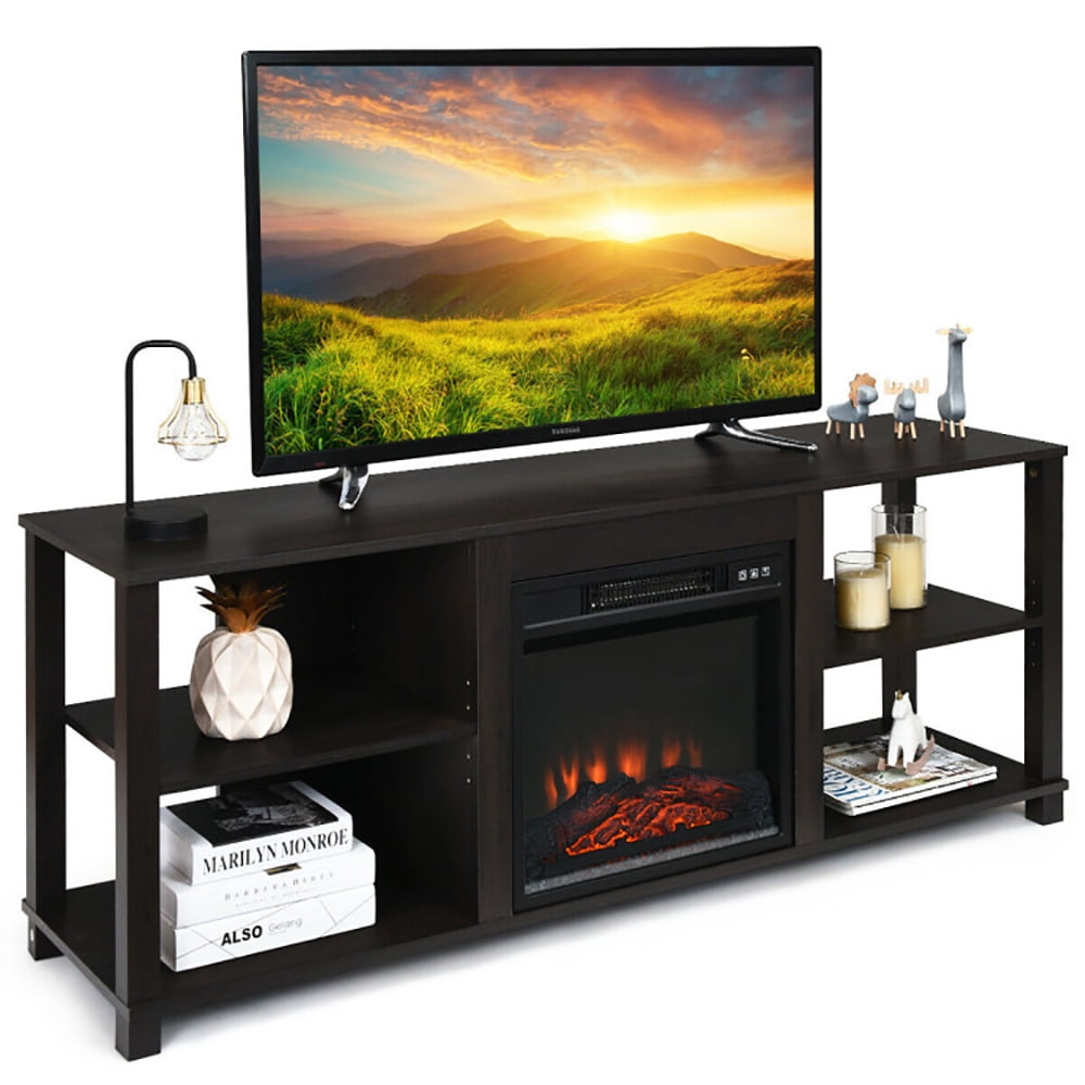 Finihen TV Stand, TV Cabinet, 2-Tier TV Storage Cabinet Console with Adjustable Shelves, Media Entertainment Center with Storage, for Living Room, Bedroom, Black