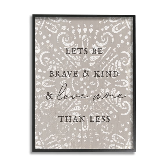 Stupell Industries Love More Than Less Boho Pattern Typography Phrase Framed Wall Art, 11 x 14, Design by Lil' Rue