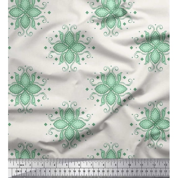 Soimoi Cotton Voile Fabric Flower Artistic Print Fabric by the Yard 42 Inch Wide