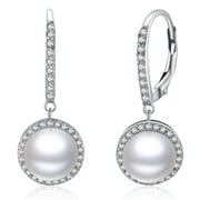 Coachuhhar Pearl Dangle Drop Earrings 925 Sterling Silver Hypoallergenic Leverback Earrings Pearl Jewelry Wedding Anniversary Gifts for Women Girls