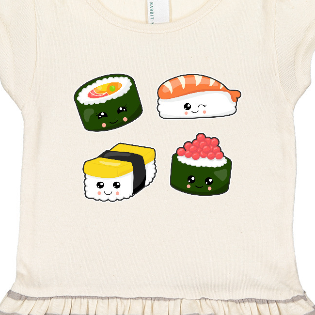 Inktastic Sushi with Faces Gift Toddler Girl Dress - image 3 of 4