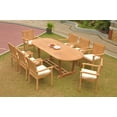 thumbnail image 4 of Grade-A Teak Dining Set: 8 Seater 9 Pc: 94" Mas Oval Trestle Leg Table And 8 Leveb Stacking Arm Chairs Outdoor Patio WholesaleTeak #WMDSWVm, 4 of 6