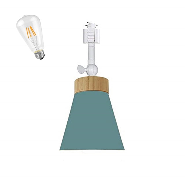 FSLiving 1-Pack 12V Retro Mini Adjustable Angle H-Type Track Lighting E26 Base Ceiling Light Track Light Fixture Nordic Style Macaron Green Metal Shade for Gallery Mirror Front Office Loft