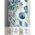 thumbnail image 6 of Blue Green Floral Sheer Curtains 72 inches Long, Vintage Watercolor Pastoral Flower Leaf Light Filtering Sheer Window Curtains Rod Pocket Voile Drapes for Bedroom Living Room, 2 Panels 52"W x 72"L, 6 of 7