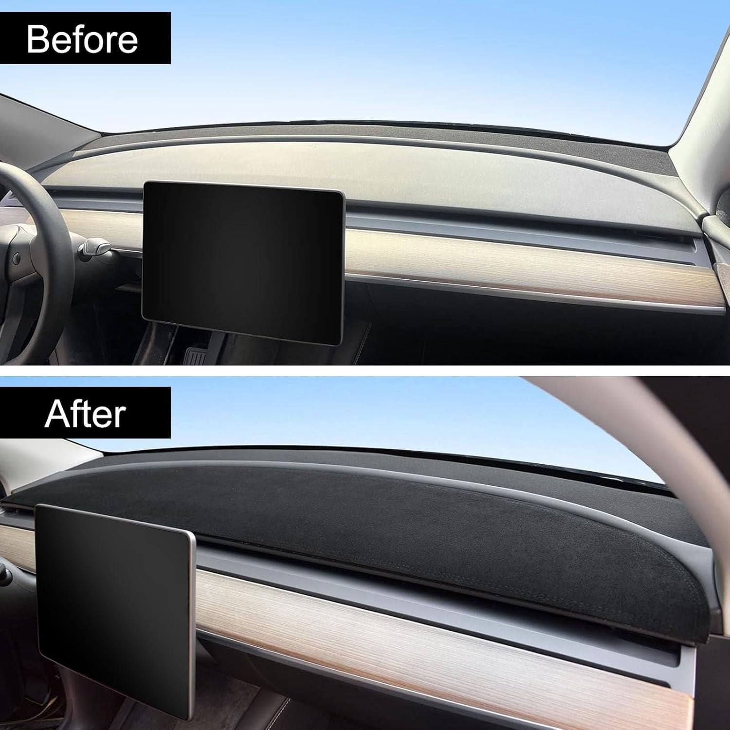 Dashboard Cover for Tesla Model 3/Y Alcantara Dash Cover Mat Compatible with for Tesla Model Y Model 3 2016-2023 Dashboard Pad Protective Interior Covers Accessories