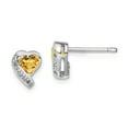 thumbnail image 1 of 925 Sterling Silver Citrine Diamond Heart Earrings Love, 1 of 6