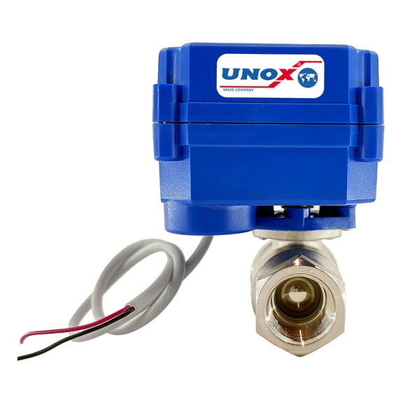 UNOX 3/4 Motorized Ball Valve Stainless Steel AISI304 - Electric Water Valve 9-24V AC/DC and 2 Wire Auto Return Setup - Automatic Main Water Electric Shut off Valve - Ball Valves