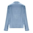 thumbnail image 5 of Miluxas Womens Elegant Wrap V Neck Satin Shirts Puff Long Sleeve Work Dressy Casual Shirts Tops Fall Business Outfits Light Blue S(S), 5 of 6